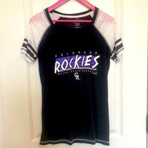 Colorado Rockies Tri-Blend‎ Raglan V Neck T Shirt